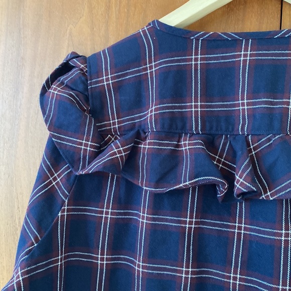MADEWELL NWT Plaid Ruffle Button Down Shirt - Picture 5 of 6